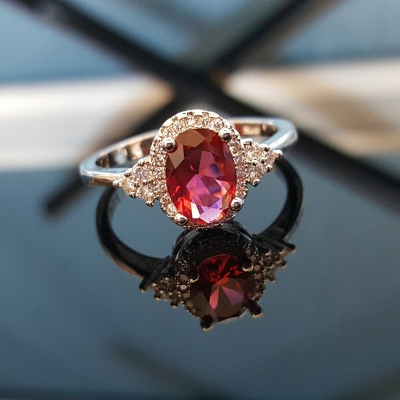 Jewelry - Ruby in a Halo of White CZ